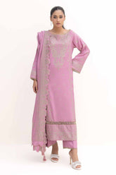 3 Piece Unstitched Embroidered Acrylic Suit with Embroidered Acrylic Dupatta AP-42008
