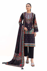 3 Piece Unstitched Printed Khaddar Suit with Printed Pashmina Dupatta AP-42030