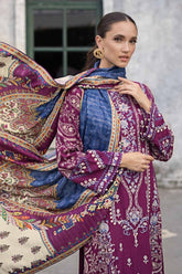 3 Piece Embroidered Khaddar Unstitched Suit with Digital Twill Zari Shawl AP-32013