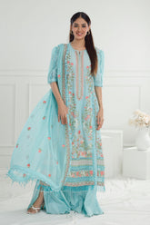 3 Piece Unstitched Embroidered Lawn Suit with Embroidered Chiffon Dupatta PM-52019