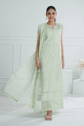 3 Piece Unstitched Embroidered Paper Cotton Suit with Embroidered Chiffon Dupatta PM-52030