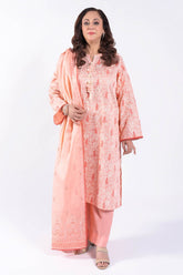 3 Piece Unstitched Lacquer Printed Lawn Suit with Embroidered Denting Lawn Dupatta DN-52002