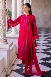 3 Piece Embroidered Chiffon Unstitched Suit with Embroidered Chiffon Dupatta FE-42047