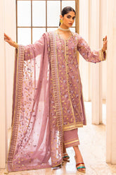 3 Piece Embroidered Paper Cotton Unstitched Suit with Embroidered Paper Cotton Dupatta FE-42070