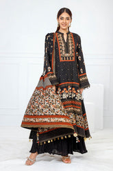 3 Piece Unstitched Embroidered Raw Silk Suit with Raw Silk Dupatta FE-52091