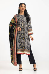 3 Piece Linen Printed Suit IUSTKSD-356