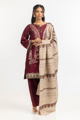 3 Piece Jacquard Embroidered Suit IUSTKSD-367