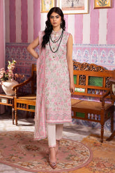 3 Piece Embroidered Swiss Voile Unstitched Suit with Embroidered Chiffon Dupatta and Inner LSV-42011