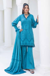 3 Piece Chambray Jacquard Unstitched Suit MJ-42006