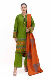 3 Piece Unstitched Jacquard Suit with Embroidered Khaddar Trouser MJ-42050