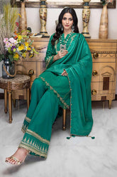 3 Piece Embroidered Stripe Lawn Unstitched Suit with Jacquard Dupatta FE-32090