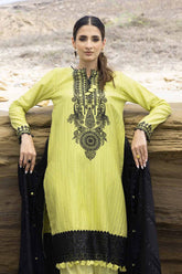 3 Piece Embroidered Leno Unstitched Suit with Jacquard Dupatta MJ-32050