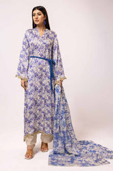 3 Piece Unstitched Printed Silk Suit S-42013