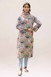 3 Piece Unstitched Printed Lawn Suit with Lurex Chiffon Dupatta SP-42011