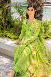 3 Piece Embroidered Cambric Unstitched Suit with Printed Burnout Dupatta BN-32003