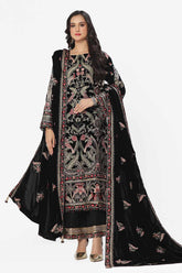 3 Piece Unstitched Embroidered Velvet Suit with Embroidered Velvet Dupatta WV-42002