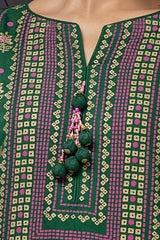 3 Piece Unstitched Gold and Lacquer Printed Suit with Gold and Lacquer Printed Acrylic Dupatta AP-42028