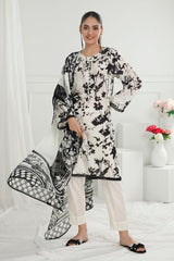 3 Piece Unstitched Printed Pure Bamboo Silk Suit with Printed Chiffon Dupatta BS-52001