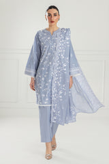 3 Piece Unstithed Embroidered Lawn Suit with Embroidered Denting Lawn Dupatta DN-52005