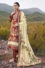 3 Piece Embroidered Digital Printed Karandi Unstitched Suit AY-32036