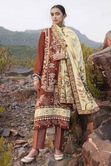 3 Piece Embroidered Digital Printed Karandi Unstitched Suit AY-32036