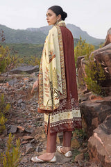 3 Piece Embroidered Digital Printed Karandi Unstitched Suit AY-32036