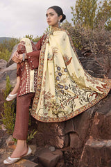 3 Piece Embroidered Digital Printed Karandi Unstitched Suit AY-32036