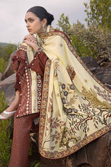 3 Piece Embroidered Digital Printed Karandi Unstitched Suit AY-32036