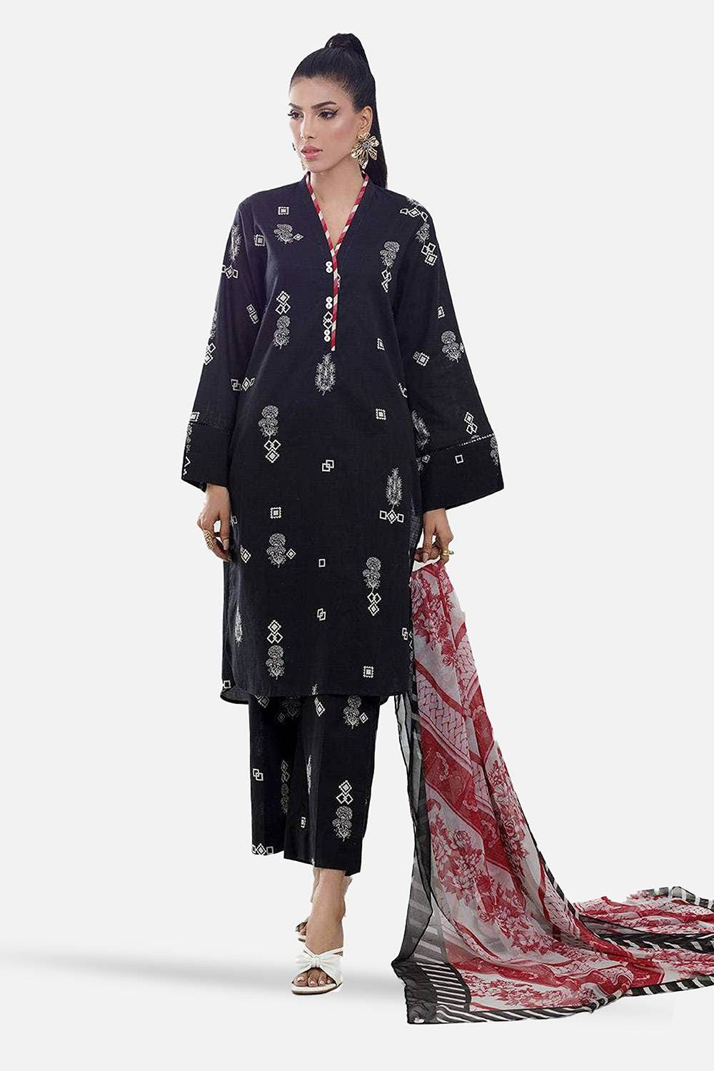 3 Piece Cross Slub Printed Suit IPSTD-44116