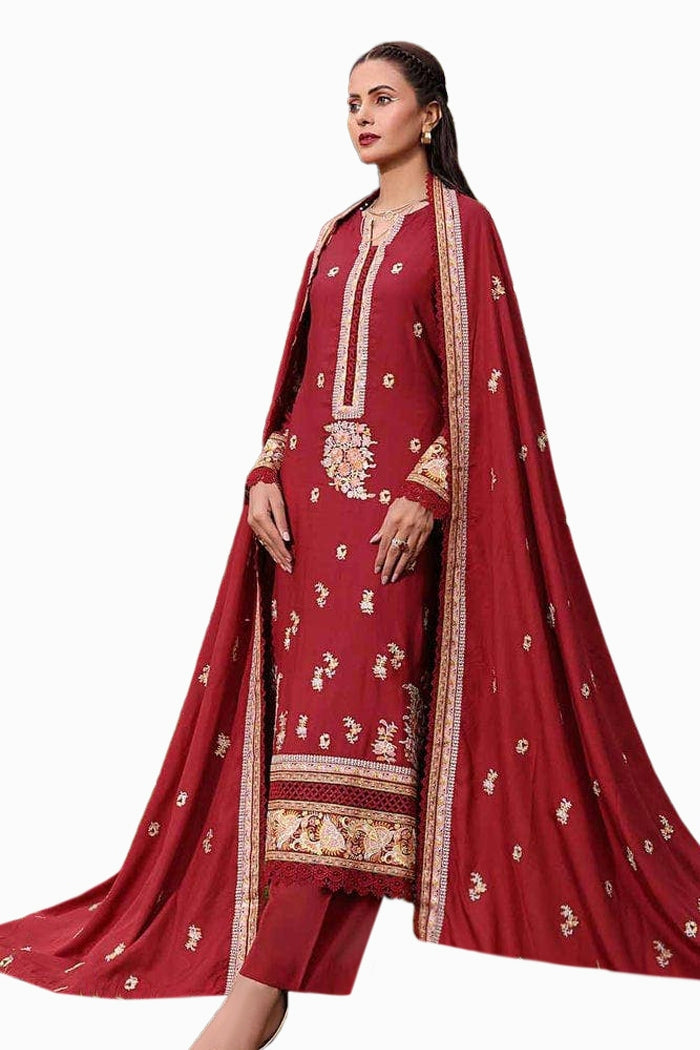 3 Piece Embroidered Linen Unstitched Suit LT-32012