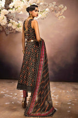 3 Piece Embroidered Gold and Lacquer Printed Lawn Suit with Cotton Net Dupatta CN-32027