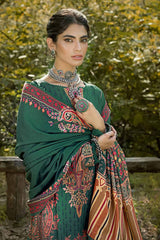 3 Piece Digital Printed Karandi Unstitched Suit with Embroidered Neckline on Organza  AY-32010