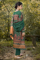 3 Piece Digital Printed Karandi Unstitched Suit with Embroidered Neckline on Organza  AY-32010
