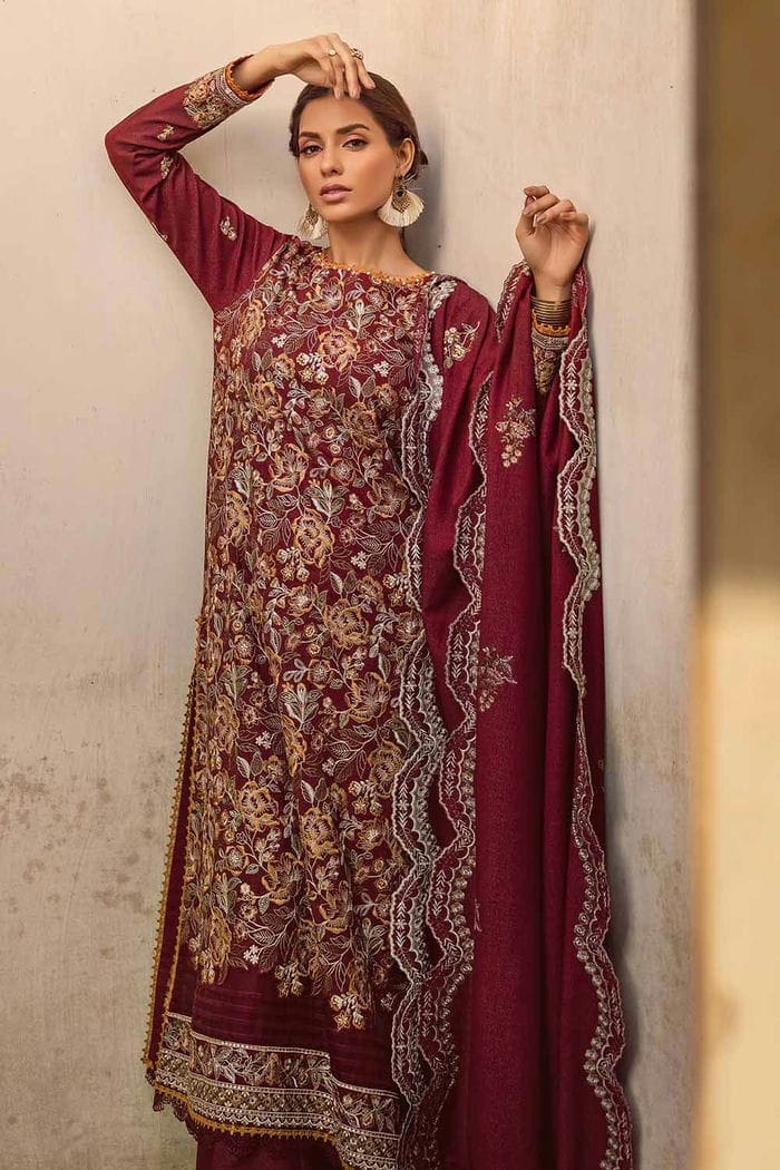 3 Piece Embroidered Karandi Unstitched Suit AY-32026