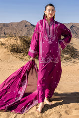 3 Piece Unstithed Embroidered Lawn Suit with Embroidered Denting Lawn Dupatta DN-52014