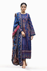 3 Piece Embroidered Dobby Jacquard Unstitched Suit with Digital Printed Twill Shawl AP-32009