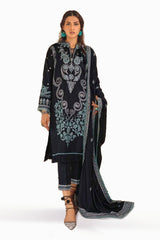 3 Piece Embroidered Linen Unstitched Suit with Embroidered Linen Dupatta RC-32001