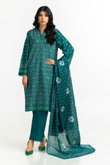 3PC Lawn Gold Printed Suit IUSTKSD-557
