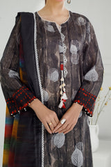 3PC Lawn Lacquer Printed Suit IUSTKSD-501