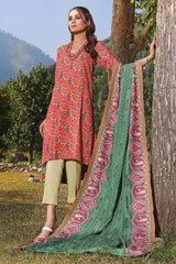 3 Piece Printed Karandi Unstitched Suit AY-32029