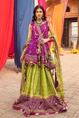 3 Piece Chunri Lawn Unstitched Gold Printed Lehenga LG-32001