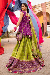 3 Piece Chunri Lawn Unstitched Gold Printed Lehenga LG-32001