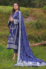 3 Piece Embroidered Dhanak Unstitched Suit DH-32001
