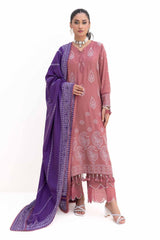 3 Piece Unstitched Embroidered Acrylic Suit with Embroidered Acrylic Dupatta AP-42003