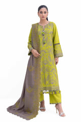 3 Piece Unstitched Embroidered Acrylic Suit with Embroidered Acrylic Dupatta AP-42004