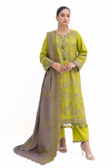 3 Piece Unstitched Embroidered Acrylic Suit with Embroidered Acrylic Dupatta AP-42004