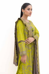 3 Piece Unstitched Embroidered Acrylic Suit with Embroidered Acrylic Dupatta AP-42004