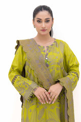 3 Piece Unstitched Embroidered Acrylic Suit with Embroidered Acrylic Dupatta AP-42004
