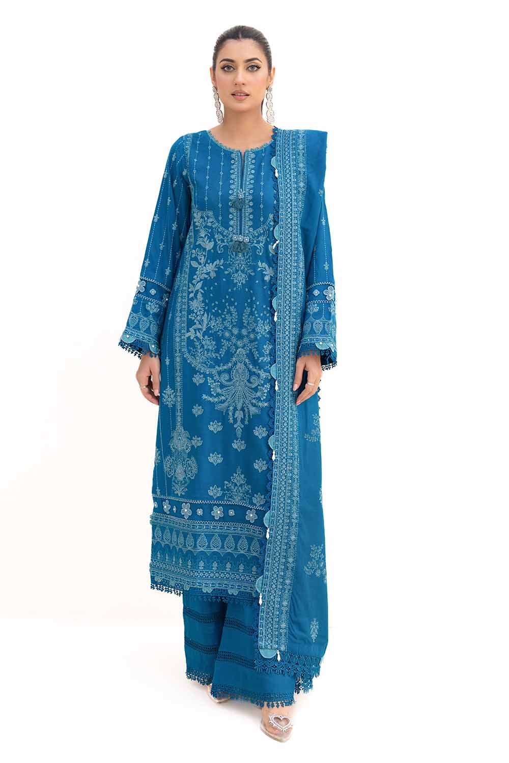 3 Piece Unstitched Embroidered Acrylic Suit with Embroidered Acrylic Dupatta AP-42005