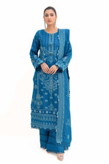 3 Piece Unstitched Embroidered Acrylic Suit with Embroidered Acrylic Dupatta AP-42005